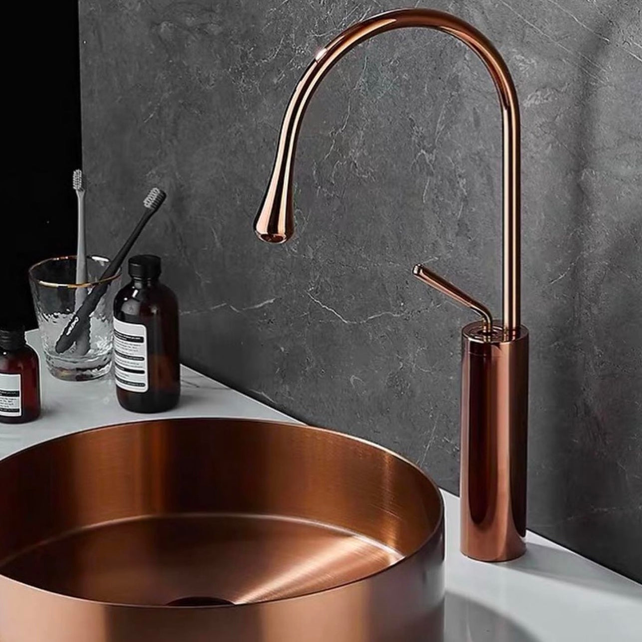 Rose Gold Round Counter Wash Basin HBBA004