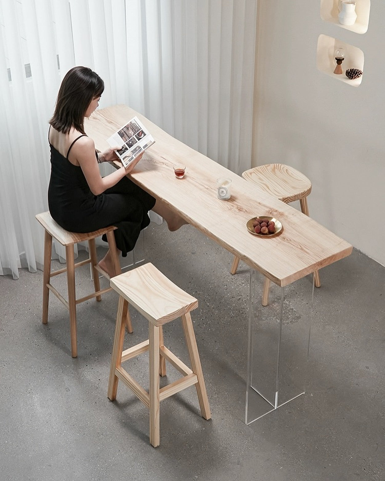 Hommie Minimal Wood Counter Bar HBBR0013