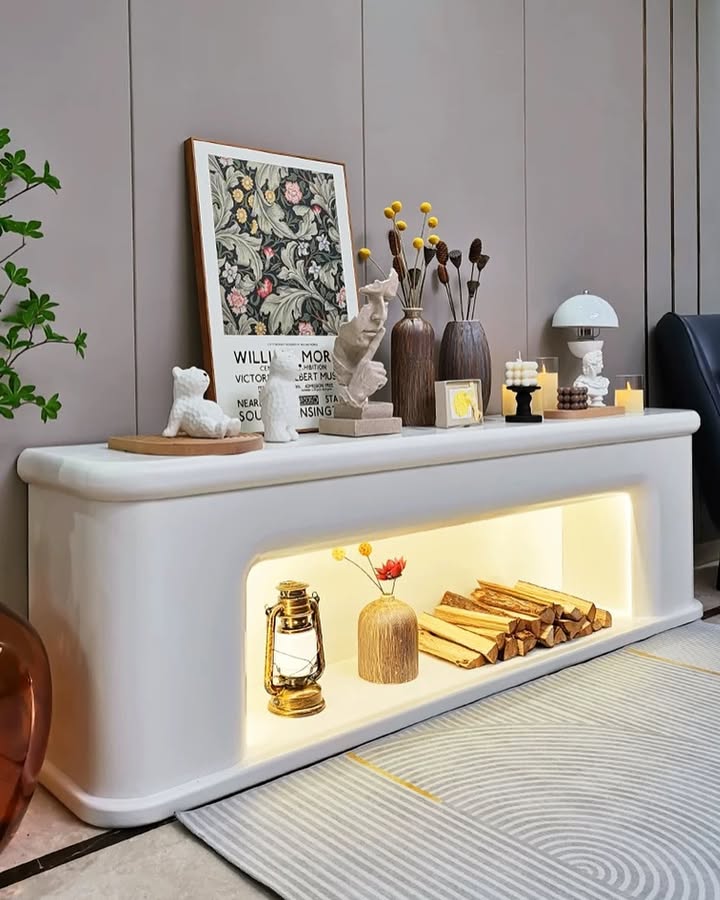 Hommie French Design Led Fireplace TV Console HBTC015