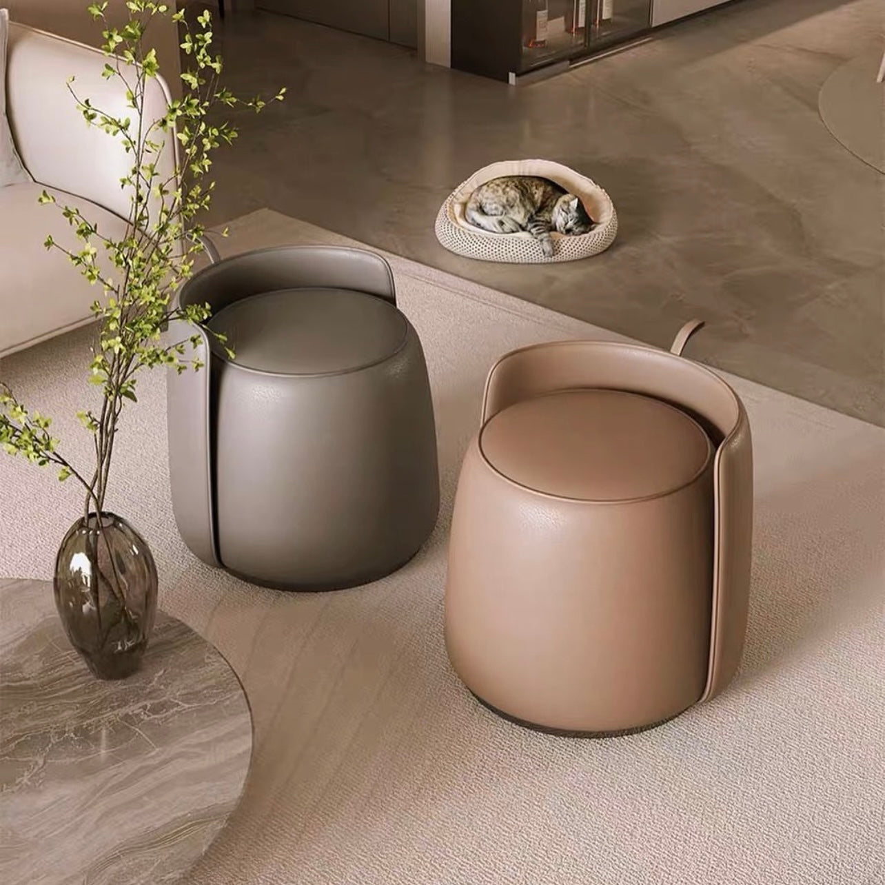 Hommie Leather Stool HBST011