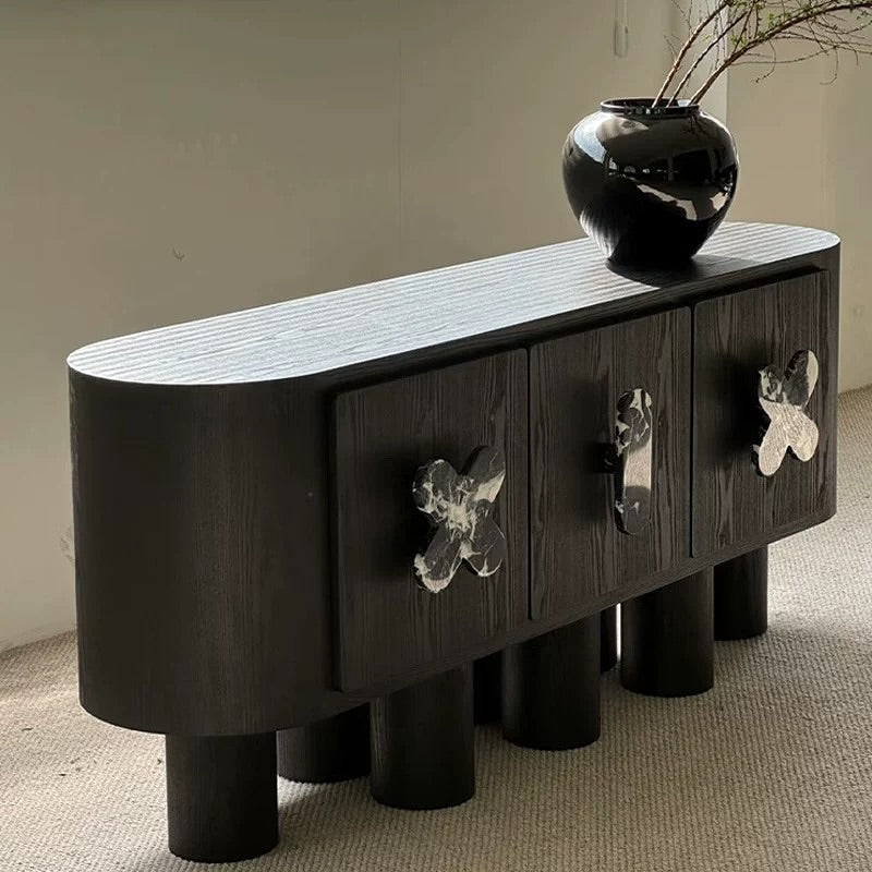 Hommie Black Wood Console Cabinet HBCB015