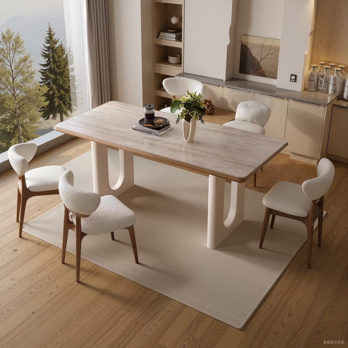 Hommie Wood Minimalist Dining Table HBTD009