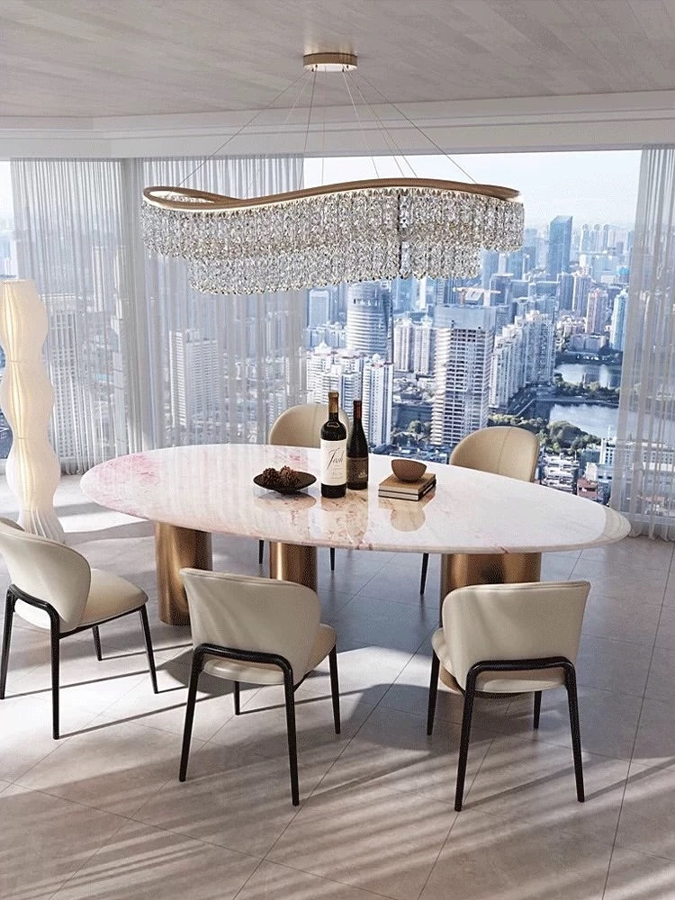 Hommie Marble Oval Dining Table HBTD008