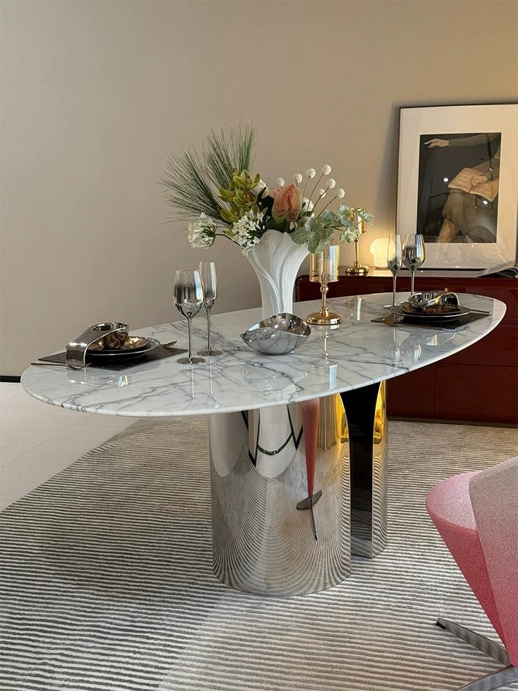 Hommie Marble Oval Dining Table HBTD018