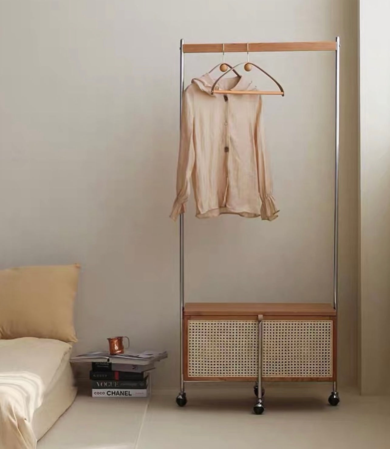 Hommie Rattan Wood Clothes Rack HBWR006