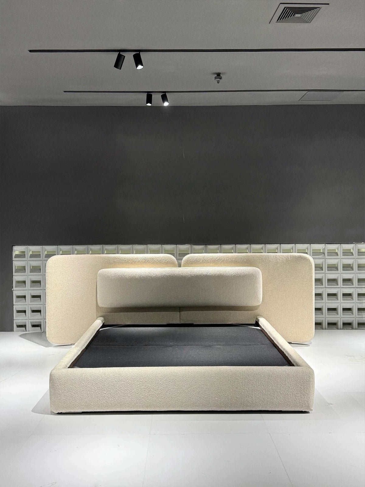 Hommie Cream Wide Low Headboard Bed HBBD044 2