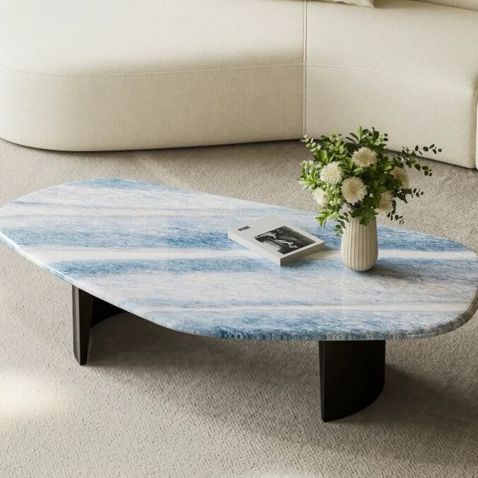 Hommie Blue Veined Stone Freeform Coffee Table HBFT056 1