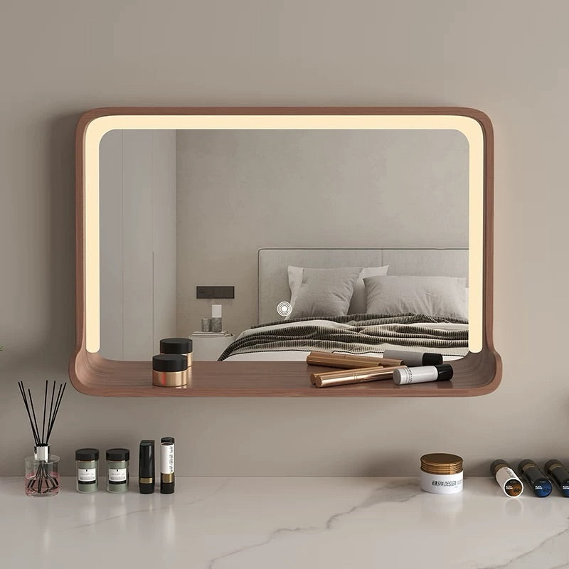 Hommie Wood Frame LED Mirror Shelf HBMR034 1