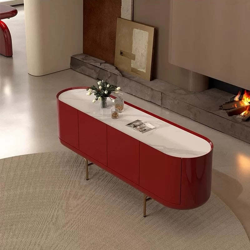 Hommie Red Lacquer Curve TV Console HBTC026 3