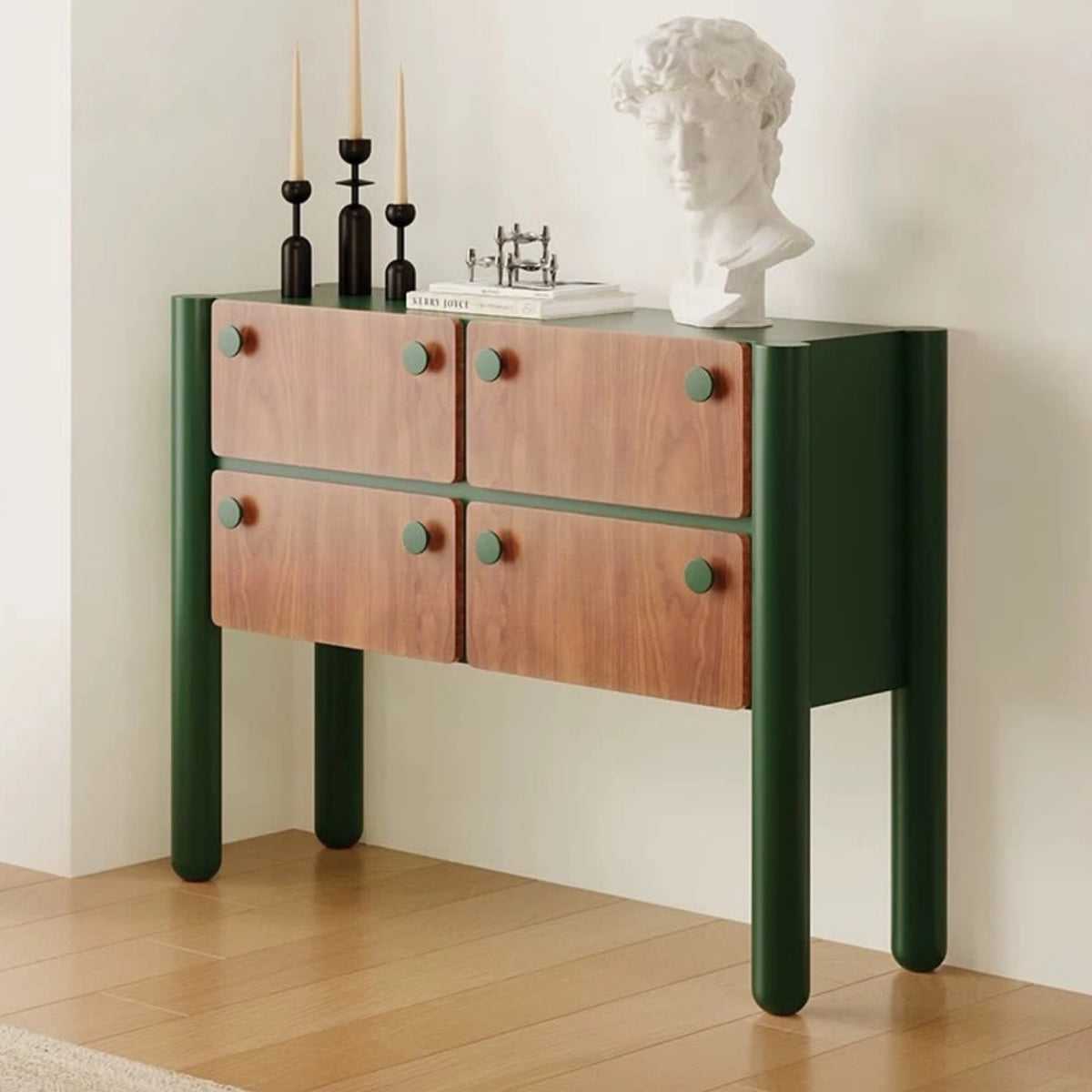 Hommie Red Frame Wood Drawer Console Cabinet HBCB029 3