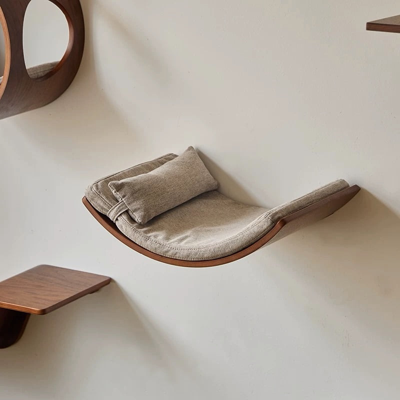 Hommie Walnut Curved Wall Cat Bed HBPT024 2