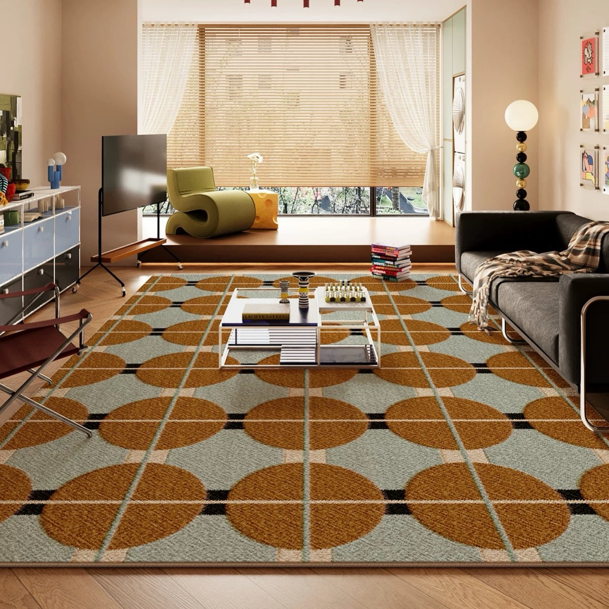 Hommie Retro Circle Grid Carpet HBCR023 1