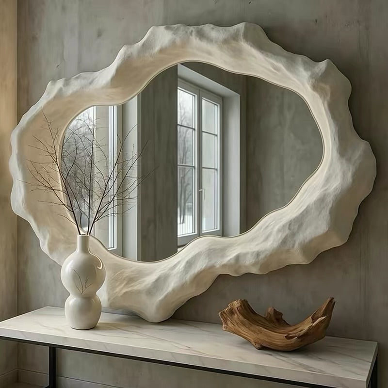 Hommie White Rugged Frame Wall Mirror HBMR029 1