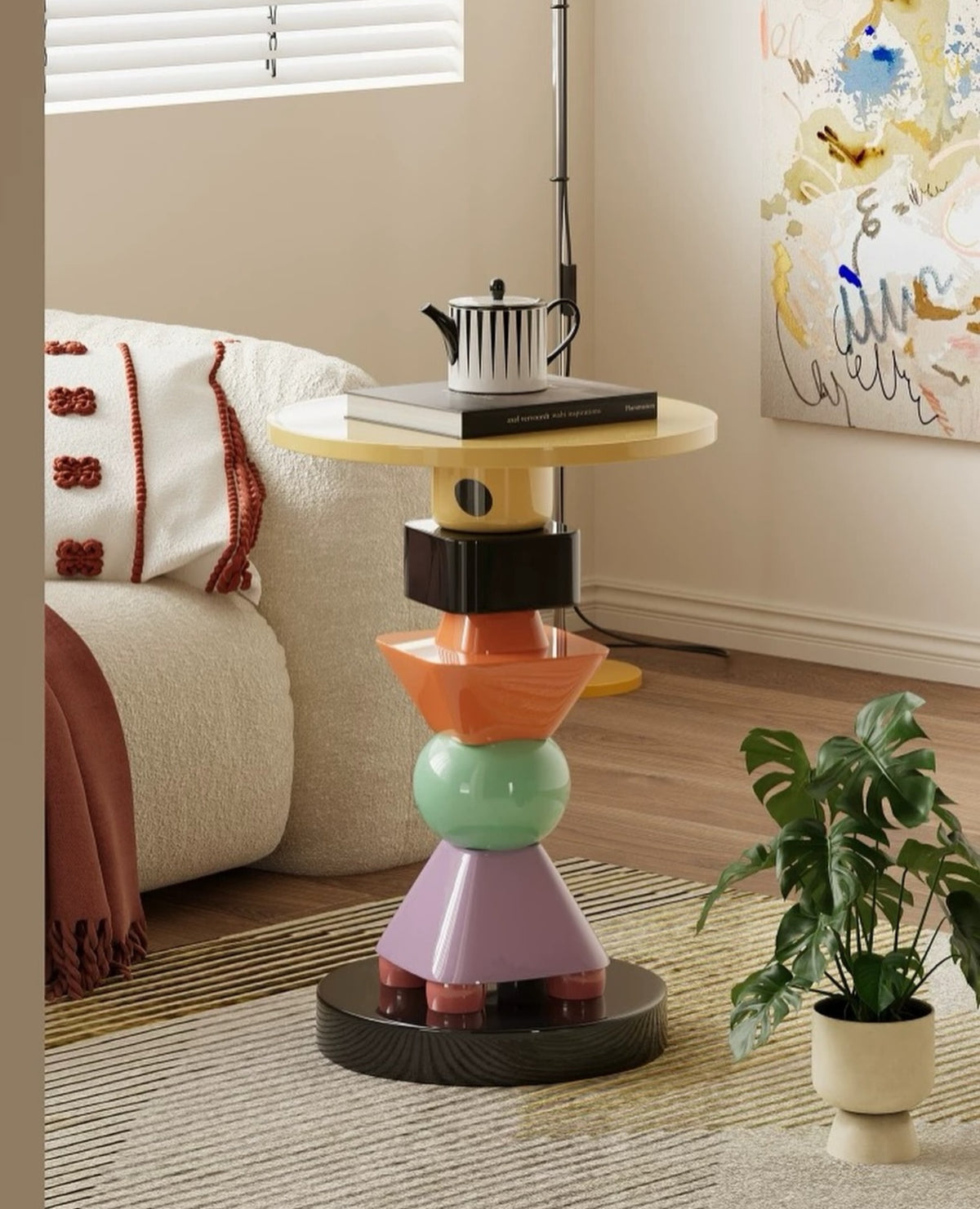 Hommie Stacked Color Block Pedestal Side Table HBLC043 1