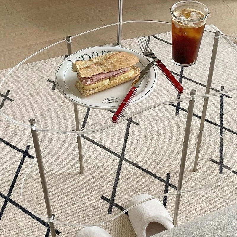 Hommie Two Tier Glass Oval Side Table HBLC042 4