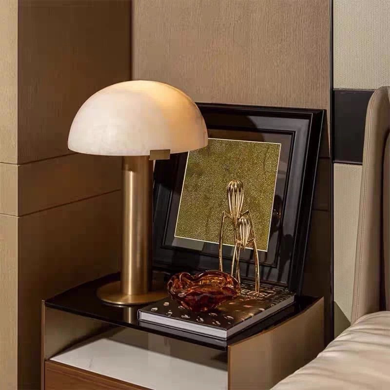 Hommie White Dome Shade Brass Stem Table Lamp HBCL047 1