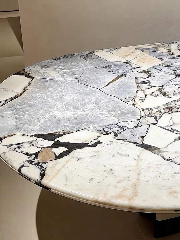 Hommie Marble Top Curved Base Oval Dining Table HBTD046 3