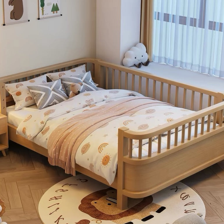Hommie Natural Wood Guardrail Kids Bed HBBD028 1