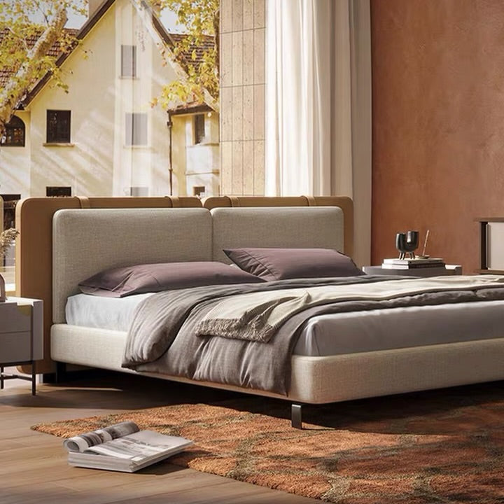 Hommie Italia Panel Headboard Bed HBBD025 Cream Tan P16 1