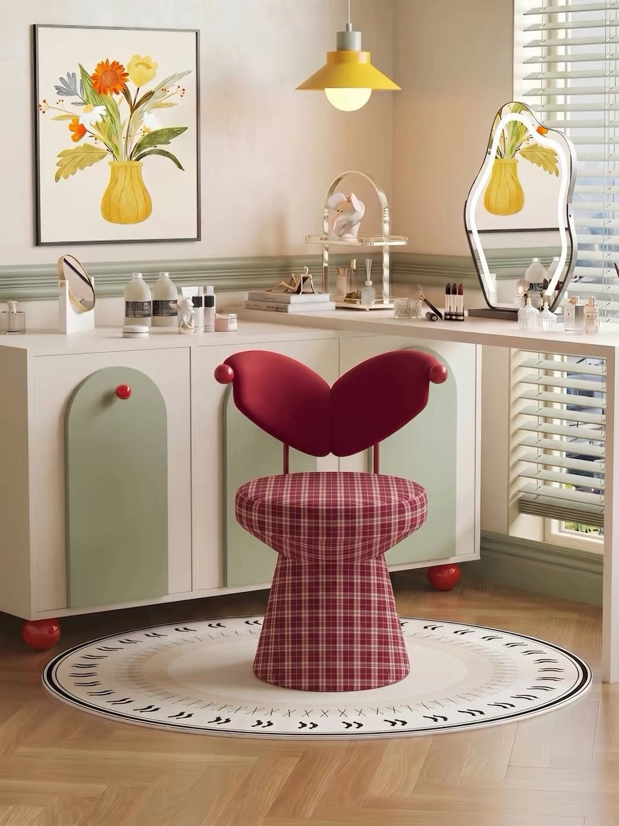 Hommie Red Plaid Heart Back Chair HBCH034 2
