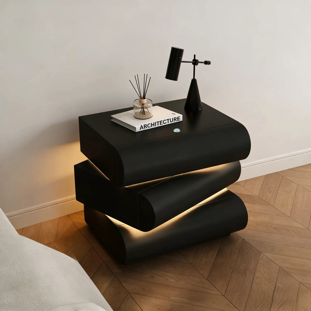 Hommie Black Stacked Tier LED Side Table HBLC037 1