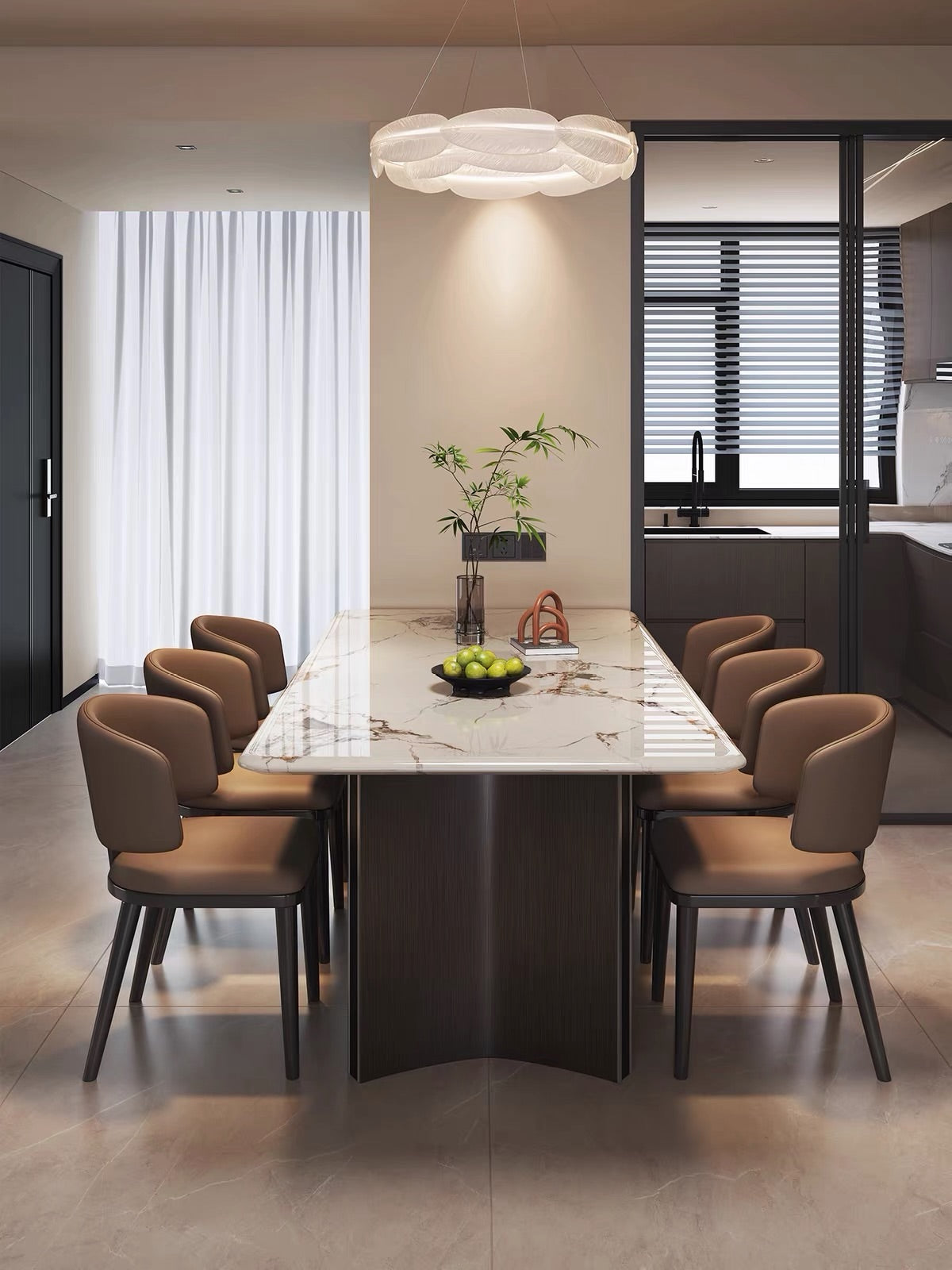Hommie Marble Dining Table and 6 Chair Set HBTD039 2