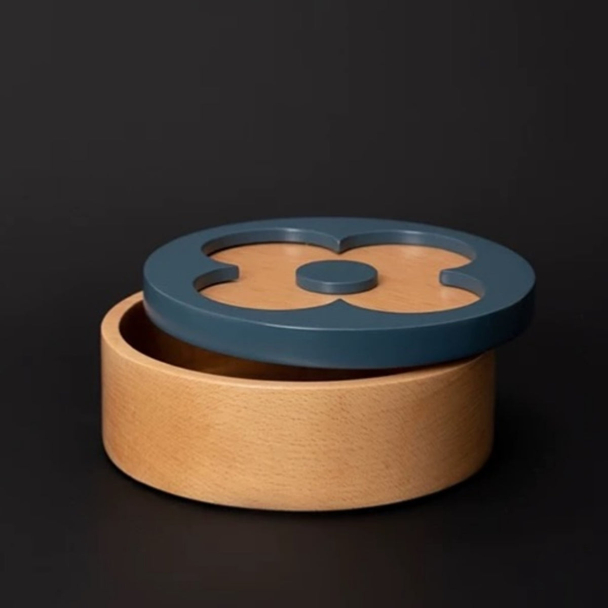 Hommie Blue Lid Wood Jewelry Box HBHD019 1