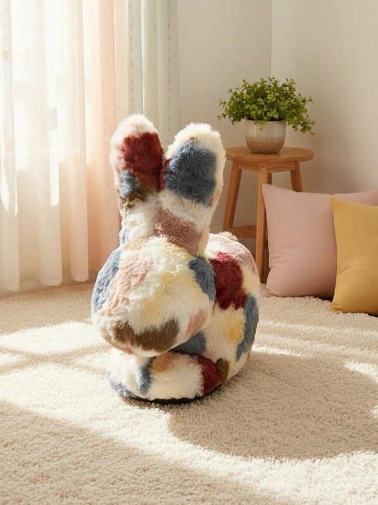 Hommie Patchwork Fluffy Rabbit Stool HBST036 2