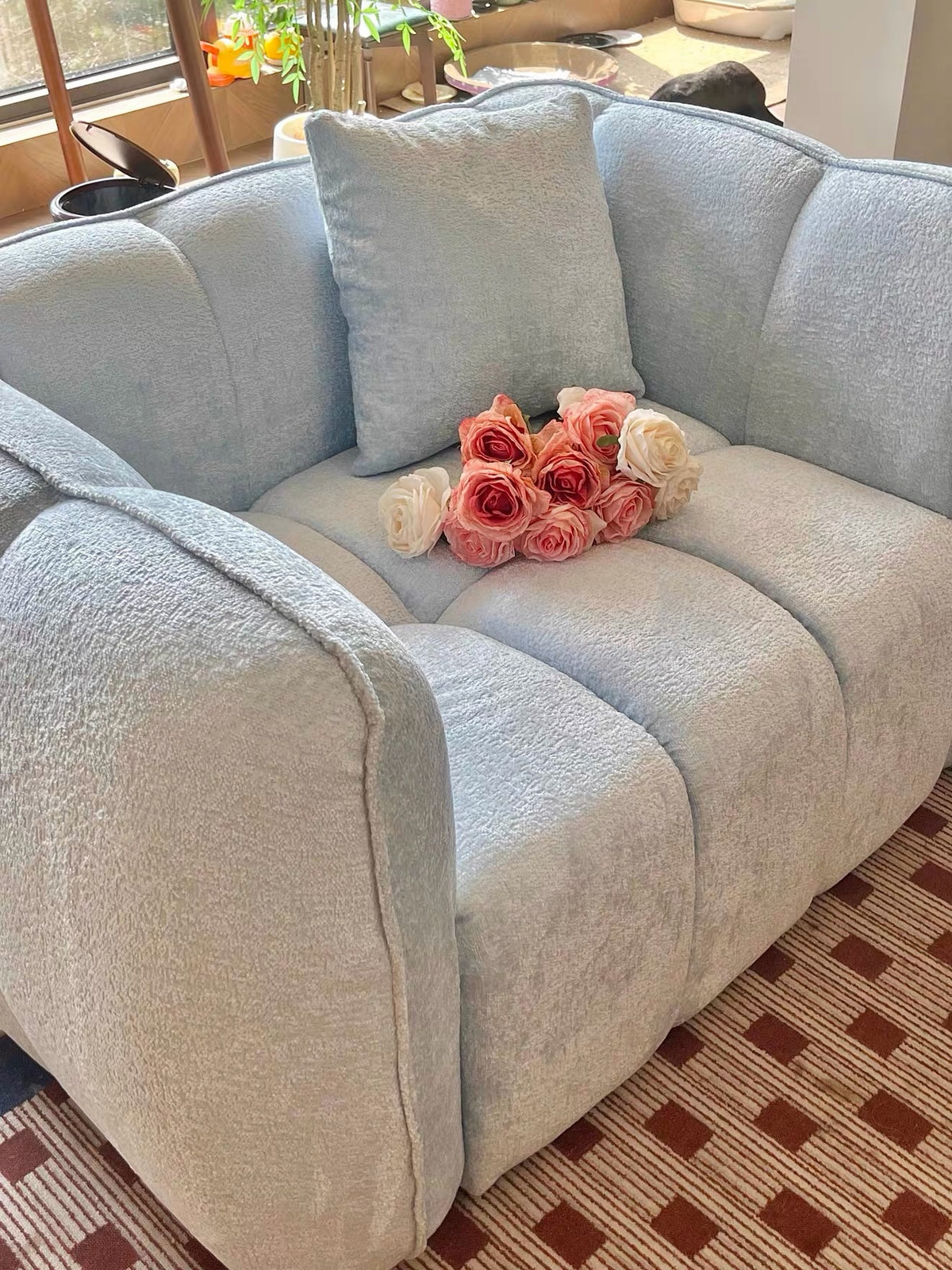 Hommie Light Blue Channel Tufted Armchair HBAC040 3
