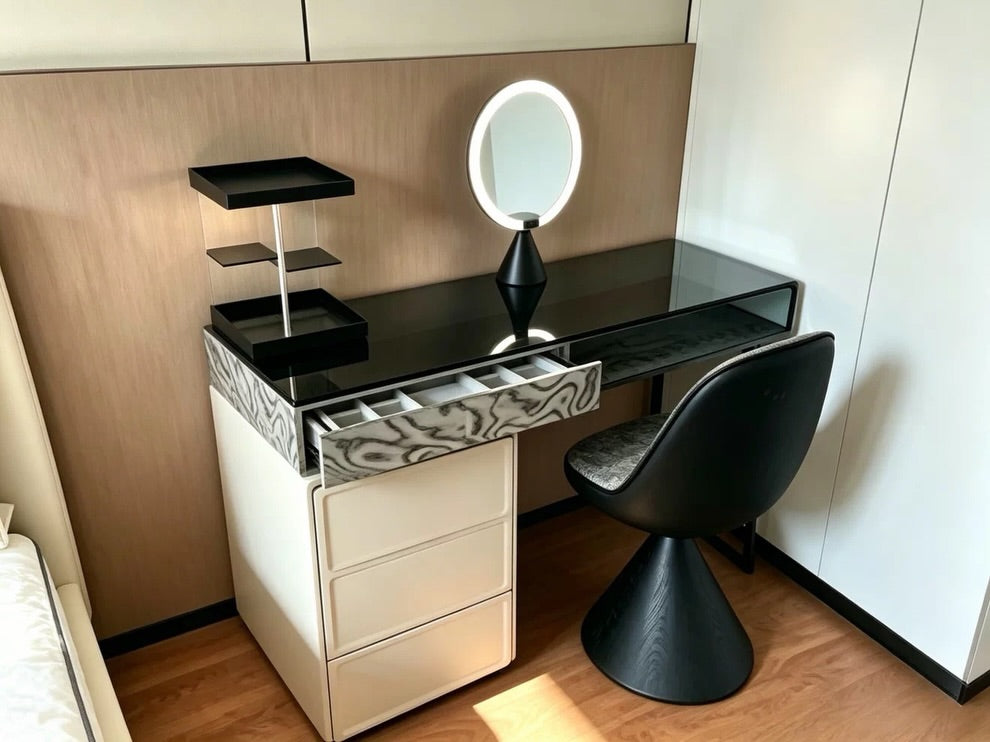Hommie Black Glass Dressing Table HBMB012 3