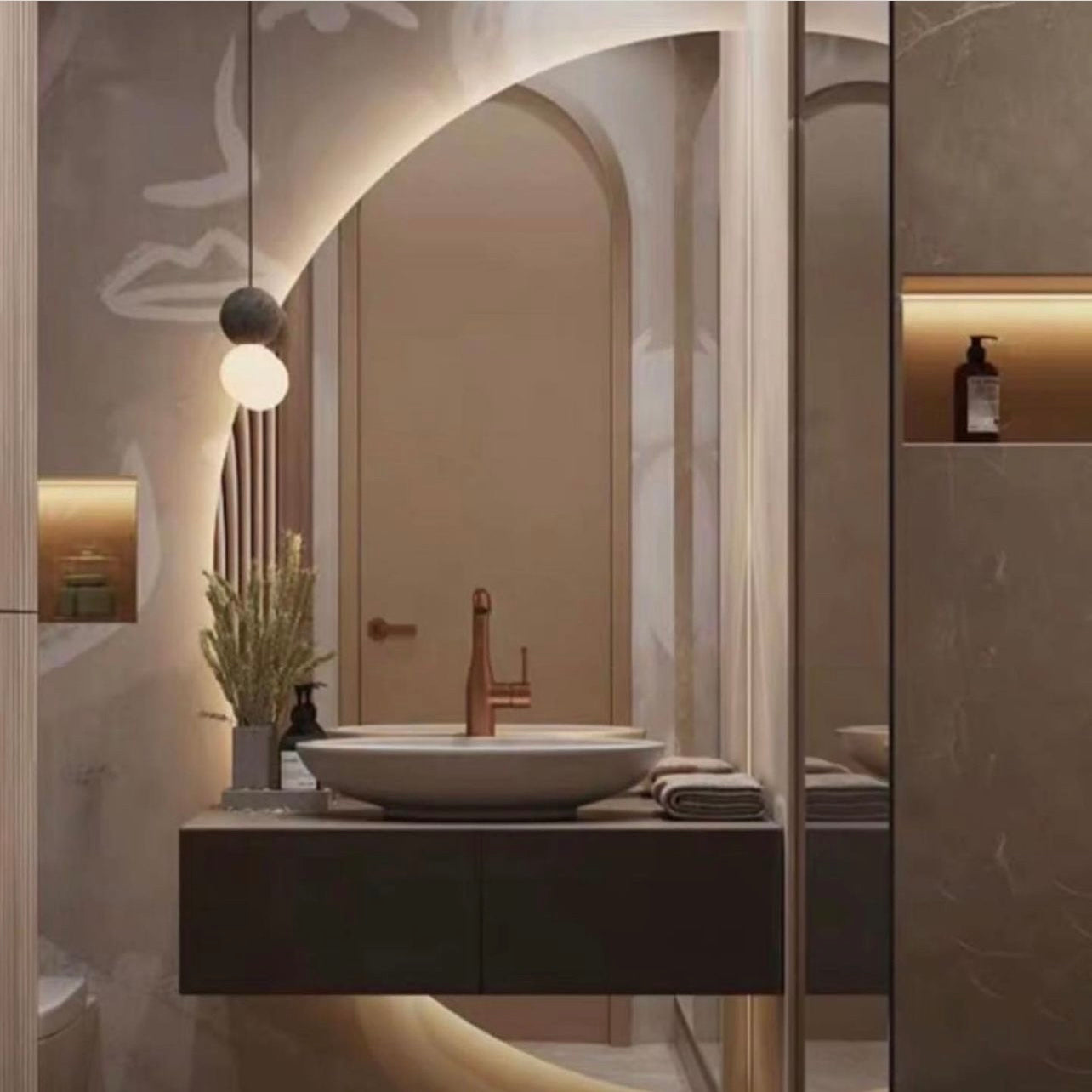 Half-Circular Mirror with LED HBMR001