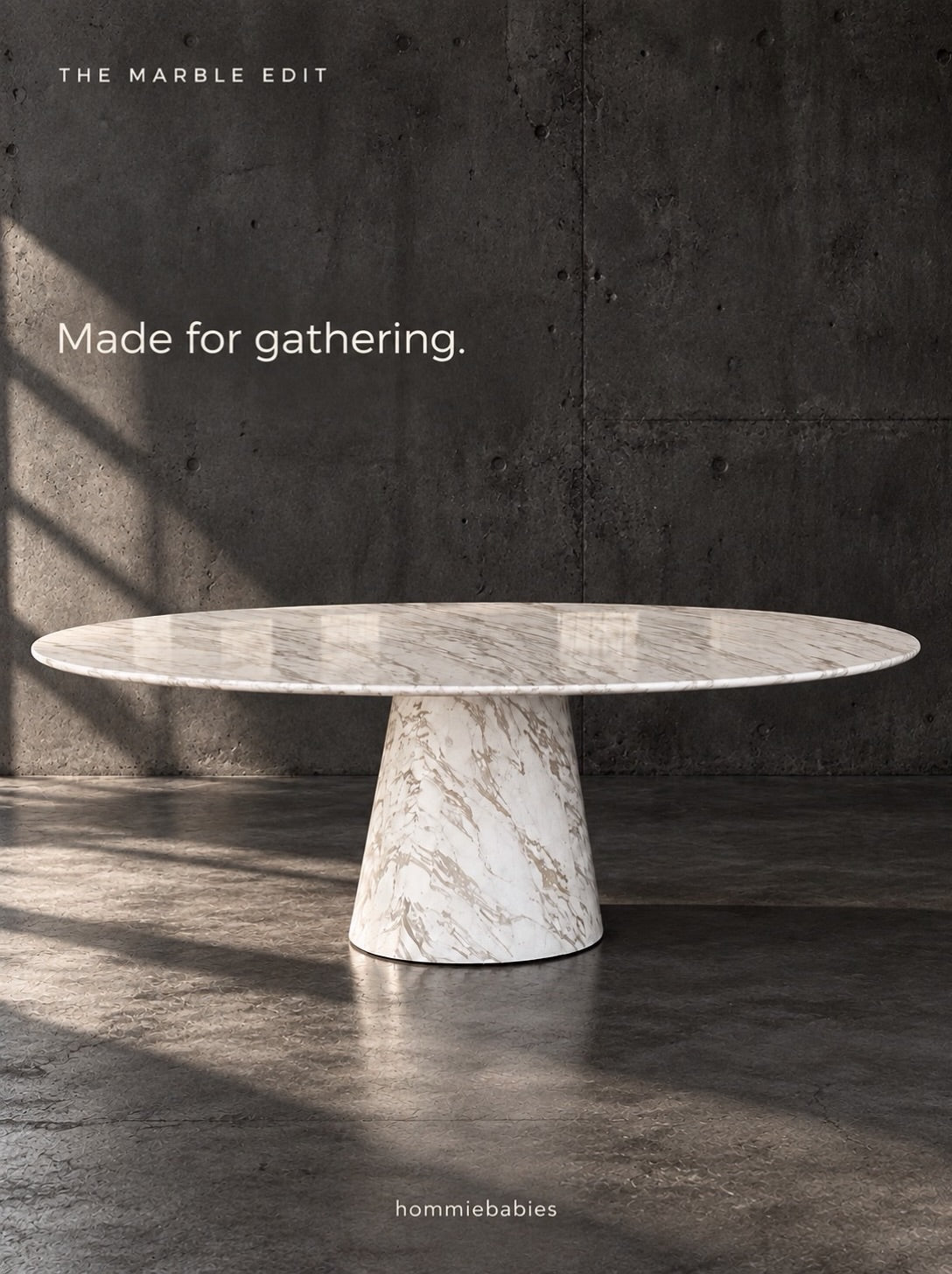 Hommie Solid Marble Oval Dining Table HBTD027 1