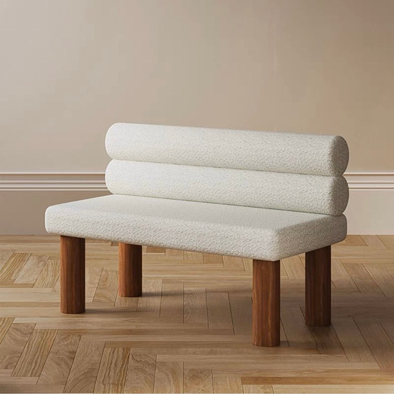 Hommie Woll Fabric Wood Bench HBBE006