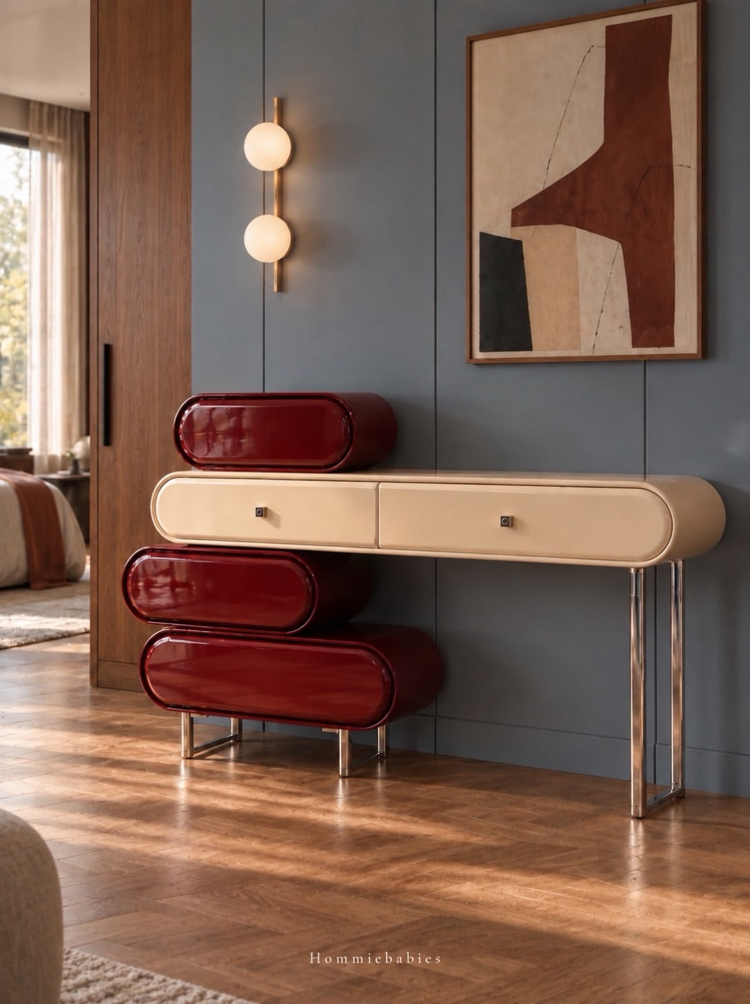 Hommie Burgundy Multi-purpose Dressing Table HBMB007 1