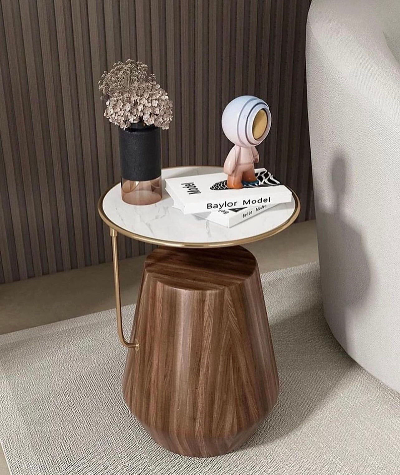 Hommie Walnut Wood Side Table HBLC001