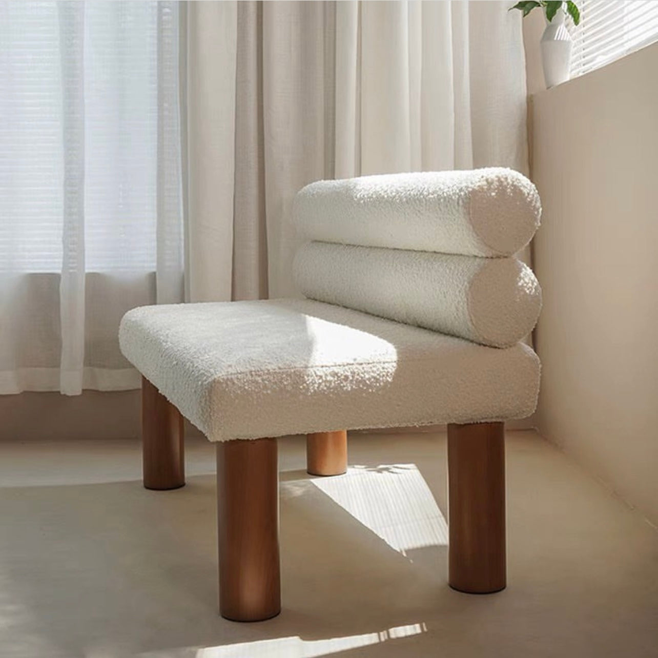 Hommie Woll Fabric Wood Bench HBBE006