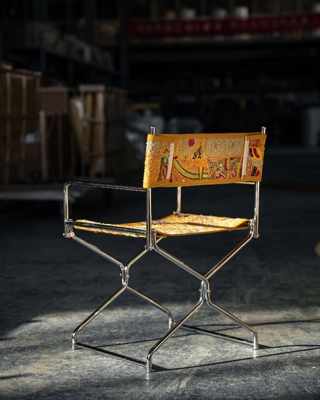 Hommie Foldable Chinese Embroidery Stainless Steel Chair HBCH013