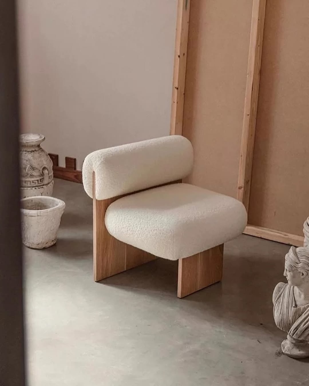 Hommie Wood Fluffy Armchair HBAC032