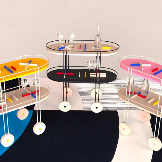 Hommie Colorful Side Table Trolley Design HBCT012