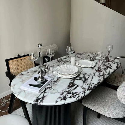 Nordic Solid Wood & Marble Oval dining table HBTD010