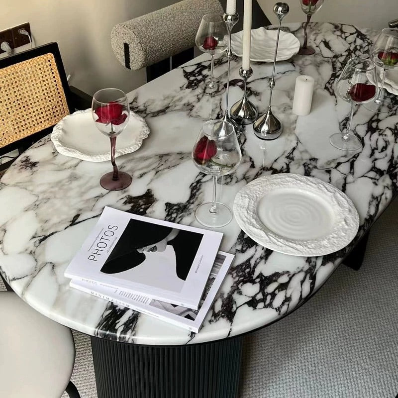 Nordic Solid Wood & Marble Oval dining table HBTD010