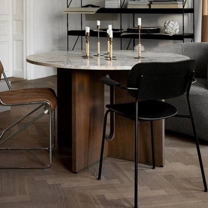 Hommie Round Wood Marble Dining Table HBTD014