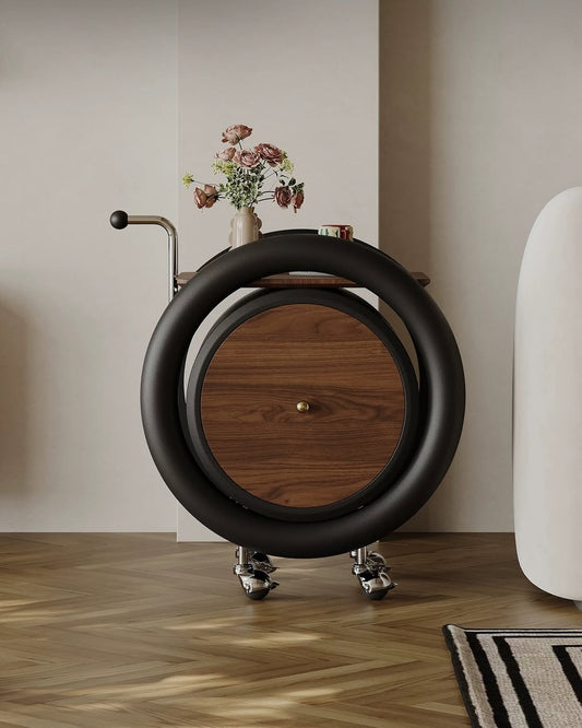 Hommie Round Side table in trolley design HBCT008