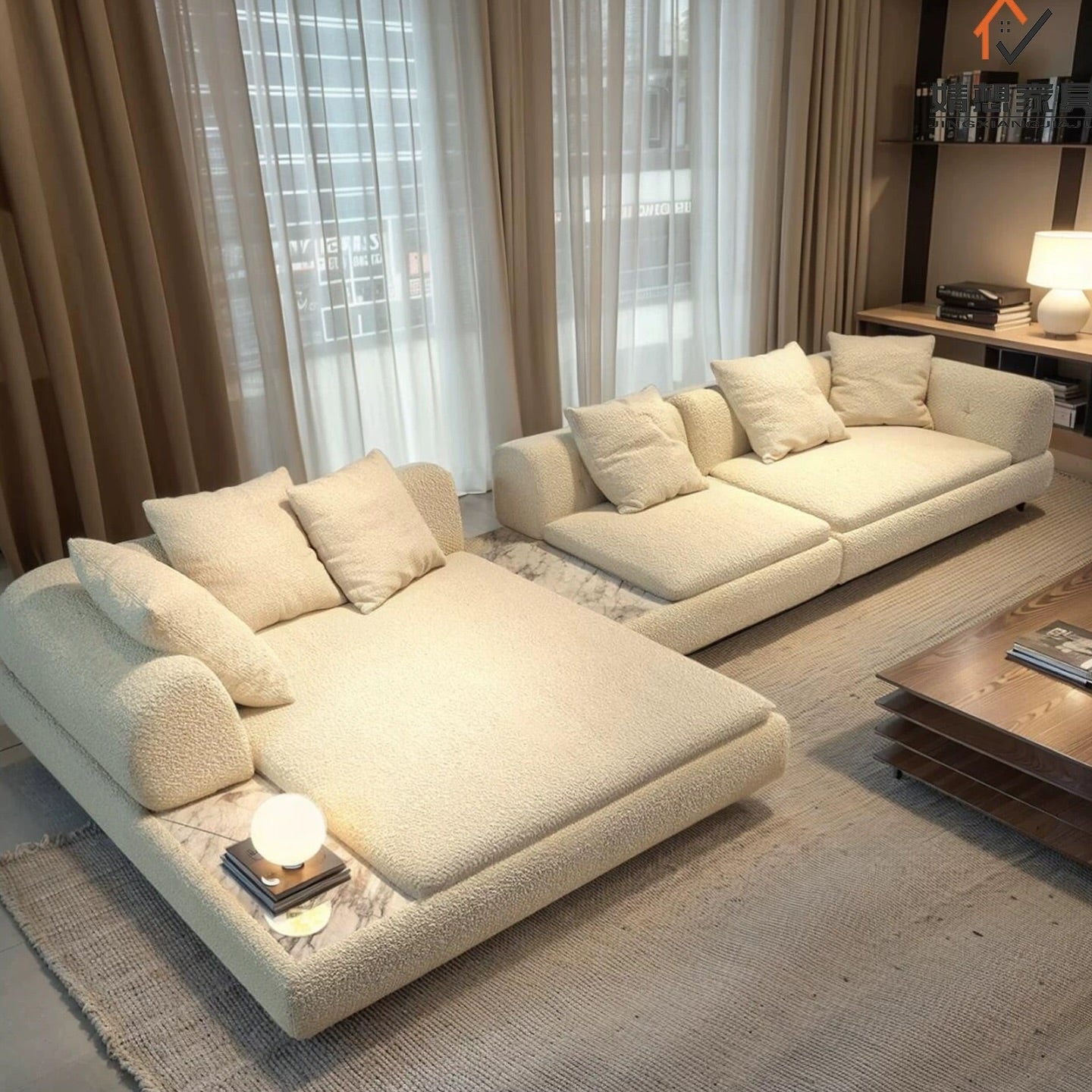 Hommie L Shape Sofa with Marble HBSF025