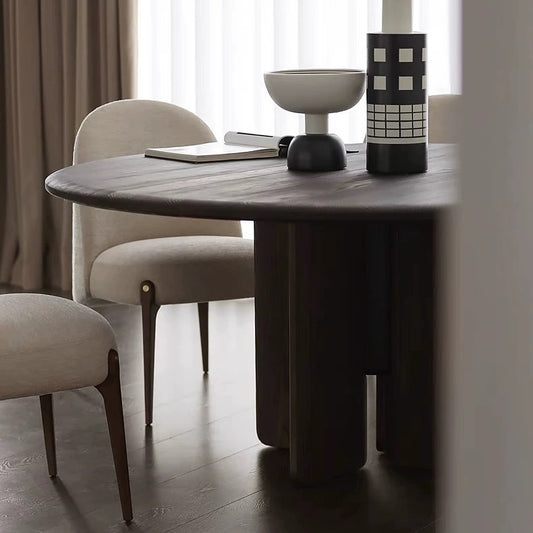 Hommie Round Wood Minimalist Dining Table HBTD015