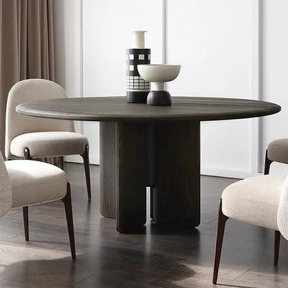 Hommie Round Wood Minimalist Dining Table HBTD015