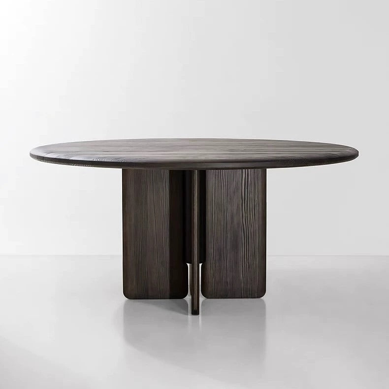 Hommie Round Wood Minimalist Dining Table HBTD015
