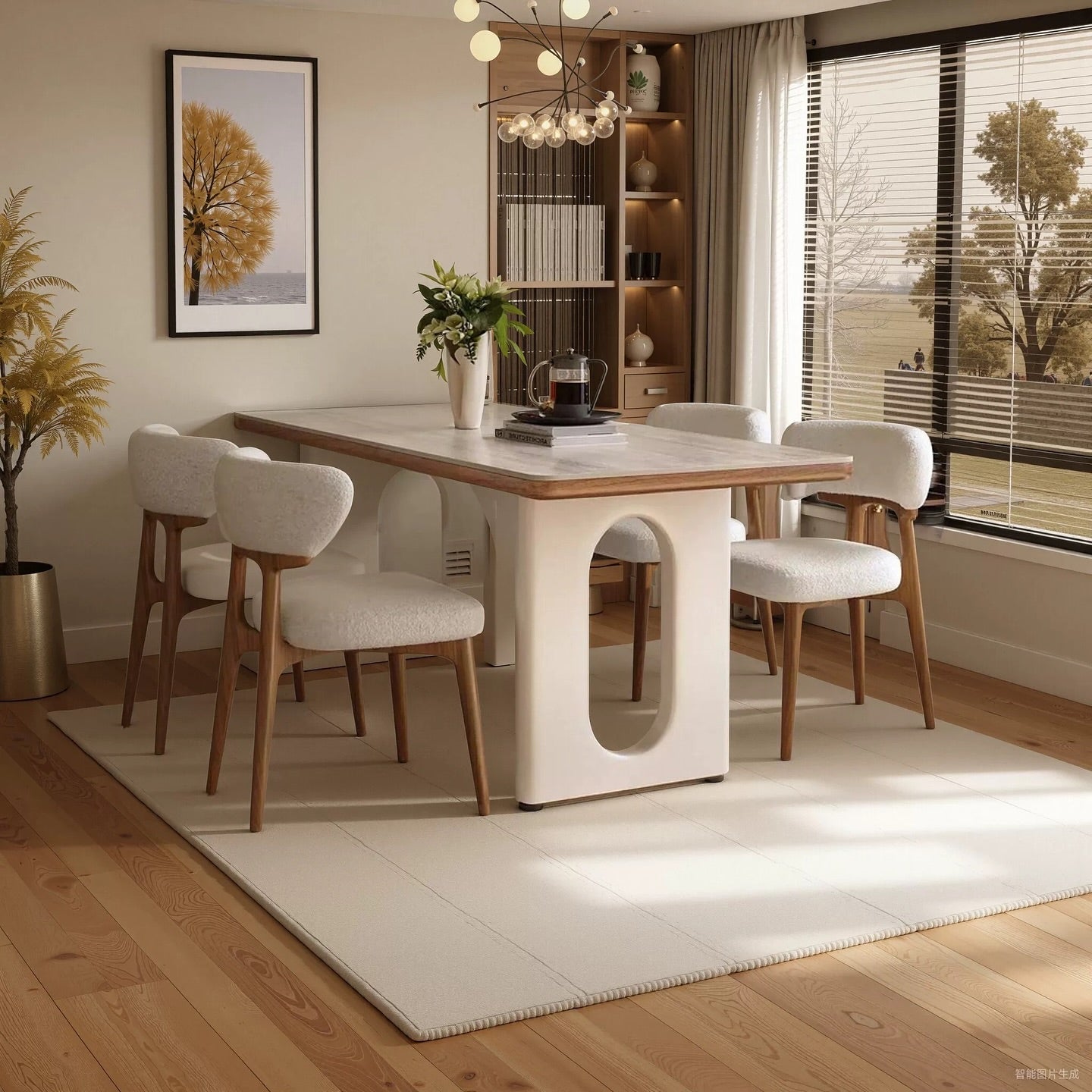 Hommie Wood Minimalist Dining Table HBTD009