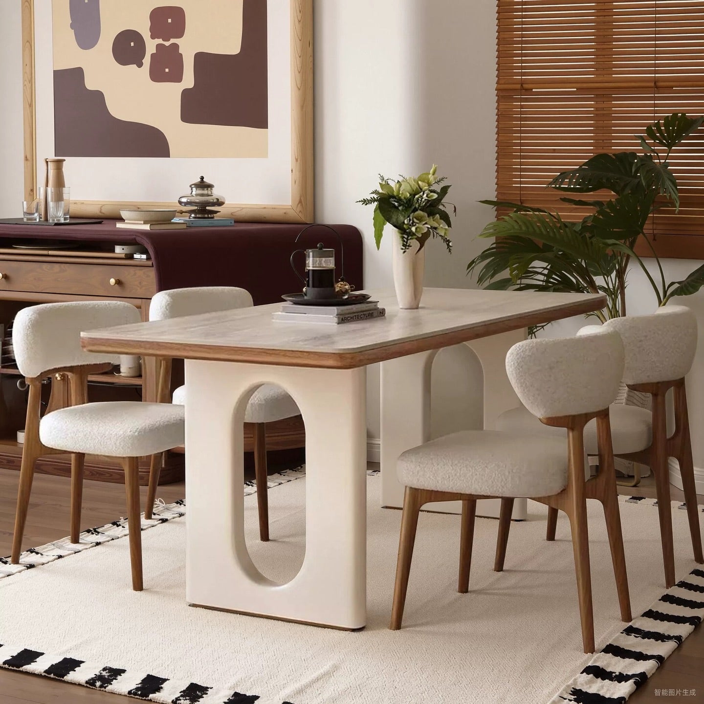 Hommie Wood Minimalist Dining Table HBTD009