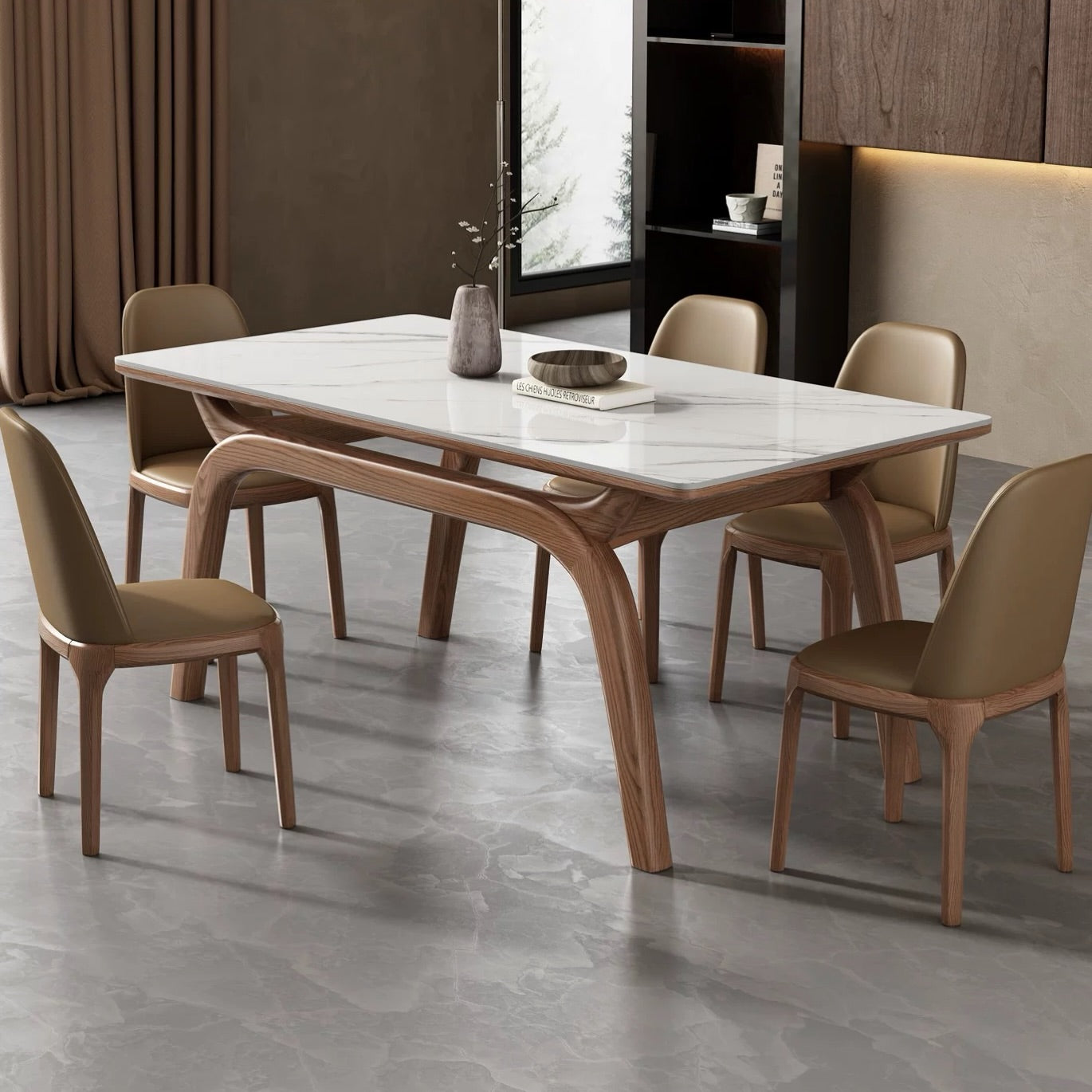 Hommie Marble Wood Dining Table HBTD021